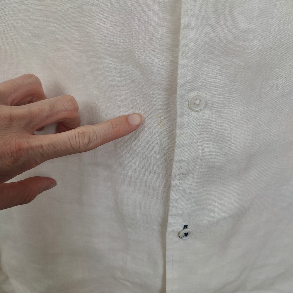 Psycho Bunny Shirt Mens Large White Linen Camp Collar Short Sleeve Resort - Picture 4 of 10